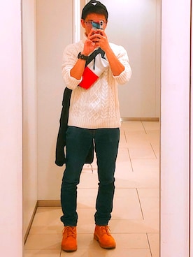 「Guess（ゲス）のアイテム（ニットキャップ/ビーニー）」を使った、yuさん（メンズ・168cm）の秋コーディネート