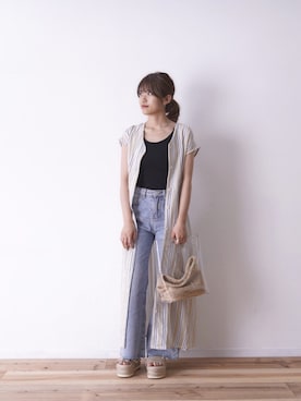 「アイテム（シャツワンピース）」を使った、tamaruさん（レディース・155cm）の夏コーディネート