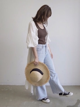 「CONVERSE（コンバース）の【CONVERSE】キャンバスオールスターJOX（スニーカー）」を使った、tamaruさん（レディース・155cm）の夏コーディネート