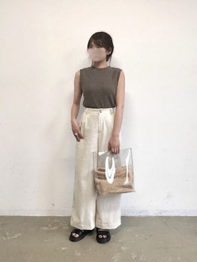 「ワッフル」｜「アイテム（サンダル）」を使った、tamaruさん（レディース・155cm）の夏コーディネート