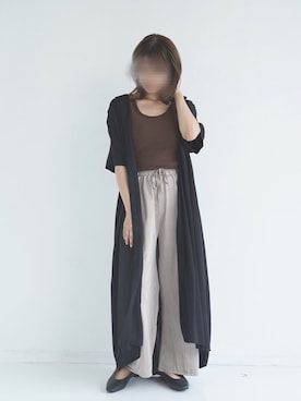 「アイテム（シャツワンピース、ブラック系）」を使った、tamaruさん（レディース・155cm）の夏コーディネート