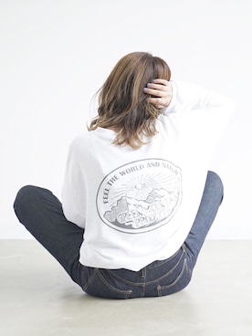 「バックプリント」｜「アイテム（その他）」を使った、tamaruさん（レディース・155cm）の夏コーディネート