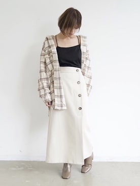 「Aunt Marie's（アントマリーズ）のチェックCPOビッグシャツ / AUNT MARIE'S × WEARISTA YUKI（シャツ/ブラウス）」を使った、tamaruさん（レディース・155cm）の秋コーディネート