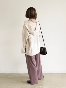 「ケーブル編み」｜tamaruさん（レディース・155cm）の秋コーディネート