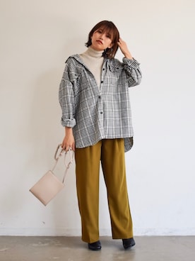 「チェック柄に恋してる」｜tamaruさん（レディース・155cm）の秋コーディネート