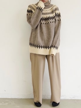 「ノルディックセーター」｜tamaruさん（レディース・155cm）の冬コーディネート