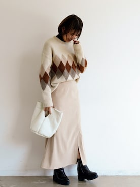 「アイテム（トートバッグ）」を使った、tamaruさん（レディース・155cm・20代）の冬コーディネート