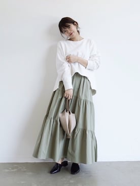 「ティアードスカート」｜tamaruさん（レディース・155cm）の春コーディネート
