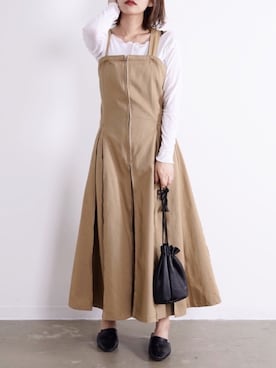 「アイテム（ジャンパースカート）」を使った、tamaruさん（レディース・155cm）の春コーディネート