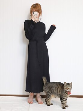 「部屋撮り」｜「アイテム（ワンピース/ドレス）」を使った、tamaruさん（レディース・155cm）の春コーディネート