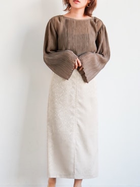 「アイテム（トップス、ブラウン系）」を使った、tamaruさん（レディース・155cm）の春コーディネート