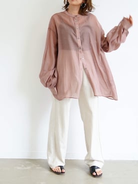 「アイテム（トップス、ブラウン系）」を使った、tamaruさん（レディース・155cm）の春コーディネート