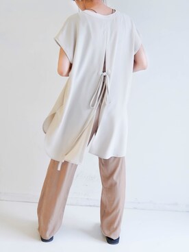 「Aunt Marie's（アントマリーズ）のAUNT MARIE'S ハーフスリーブバックスリットシャツ（シャツ/ブラウス）」を使った、tamaruさん（レディース・155cm）の夏コーディネート