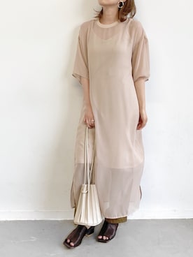 「NEUNA（ヌナ）のアイテム（トートバッグ）」を使った、tamaruさん（レディース・155cm）の夏コーディネート