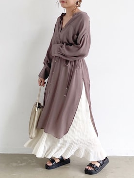 「シャツワンピ」｜tamaruさん（レディース・155cm）の夏コーディネート