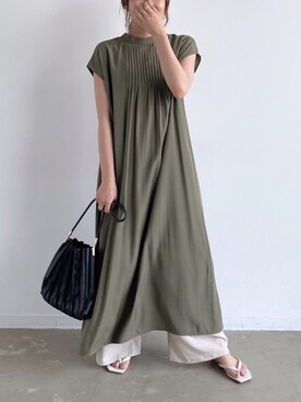 「シャツワンピース」｜「アイテム（その他）」を使った、tamaruさん（レディース・155cm）の夏コーディネート