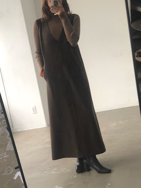 「アイテム（ジャンパースカート）」を使った、tamaruさん（レディース・155cm）の冬コーディネート