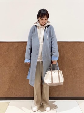 「coen（コーエン）のアイテム（ノーカラージャケット）」を使った、coen ゆいさん（レディース・160cm）の秋コーディネート