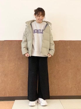 「coen（コーエン）のアイテム（ダウンジャケット/コート）」を使った、coen ゆいさん（レディース・160cm）の秋コーディネート