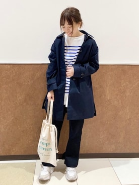 レディースのステンカラーコート ブルー ネイビー 青色系 コーディネート Zozotown