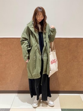 「coen（コーエン）のアイテム（モッズコート）」を使った、coen ゆいさん（レディース・160cm）の冬コーディネート