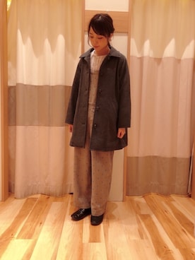 「レースブラウス」｜「アイテム（ステンカラーコート）」を使った、torikaiさん（レディース・160cm）の冬コーディネート