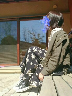 「NANO universe（ナノユニバース）のアイテム（ミリタリージャケット）」を使った、koma97 さん（レディース・158cm）の春コーディネート