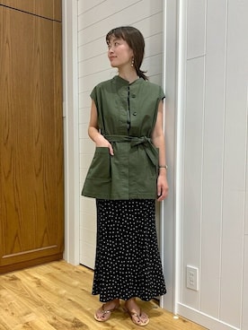 「SHIPS（シップス）のメタルボールネックレス 45cm（ネックレス）」を使った、鈴木さん（レディース・161cm）の夏コーディネート