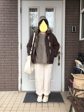 「ナチュラル」｜「アイテム（ダッフルコート）」を使った、まるこ○*さん（レディース・151cm）の冬コーディネート