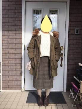 「Heather（ヘザー）のアイテム（モッズコート）」を使った、まるこ○*さん（レディース・151cm）の冬コーディネート