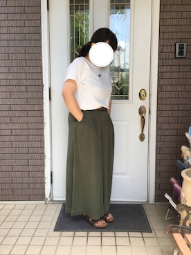 「カーキパンツ」｜まるこ○*さん（レディース・151cm）の夏コーディネート