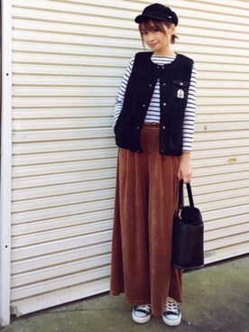 「CIAOPANIC TYPY（チャオパニックティピー）の２WAYバケツバッグ（ショルダーバッグ）」を使った、𝙔𝙐𝙆𝙄さん（レディース・161cm）の冬コーディネート