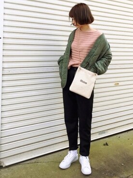 「Alpha Industries（アルファインダストリーズ）のアイテム」を使った、𝙔𝙐𝙆𝙄さん（レディース・161cm）の冬コーディネート