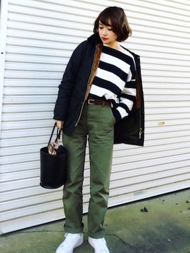 「CIAOPANIC TYPY（チャオパニックティピー）の２WAYバケツバッグ（ショルダーバッグ）」を使った、𝙔𝙐𝙆𝙄さん（レディース・161cm）の冬コーディネート