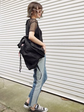 「DANTON（ダントン）のアイテム（バッグ）」を使った、𝙔𝙐𝙆𝙄さん（レディース・161cm）の夏コーディネート