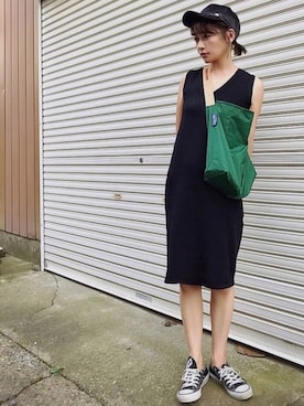 「しまむら（シマムラ）のアイテム（ワンピース）」を使った、𝙔𝙐𝙆𝙄さん（レディース・161cm）の夏コーディネート