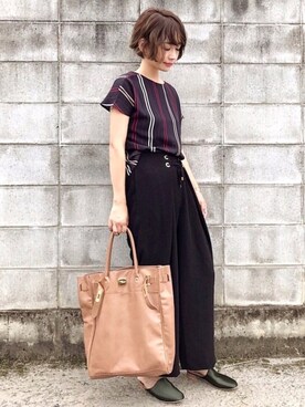 「DOLLUPOOPS（ドールアップウップス）のアイテム（パンツ）」を使った、𝙔𝙐𝙆𝙄さん（レディース・161cm）の夏コーディネート