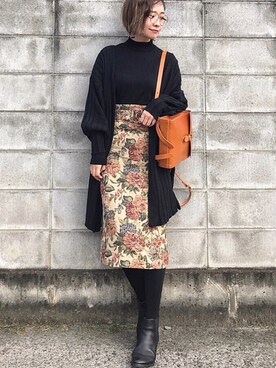 「CIAOPANIC TYPY（チャオパニックティピー）のアイテム（ブーティ）」を使った、𝙔𝙐𝙆𝙄さん（レディース・161cm）の秋コーディネート