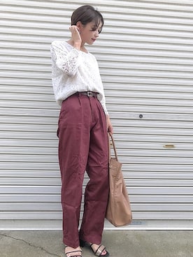 「AZUL ENCANTO（アズールエンカント）のアイテム（シャツ/ブラウス）」を使った、𝙔𝙐𝙆𝙄さん（レディース・162cm）の秋コーディネート