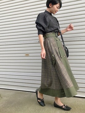 Ameri/チェック柄トレンチスカート Ameri（アメリ）の「CHECK TRENCH SKIRT（スカート）」 - WEAR