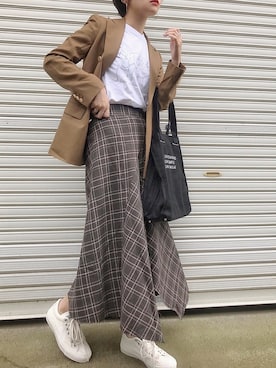 「ANAYI（アナイ）のアイテム（ジャケット/アウター）」を使った、𝙔𝙐𝙆𝙄さん（レディース・162cm）の秋コーディネート