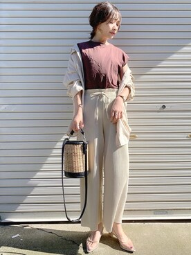 「OZOC（オゾック）のアイテム（サンダル）」を使った、𝙔𝙐𝙆𝙄さん（レディース・163cm）の夏コーディネート