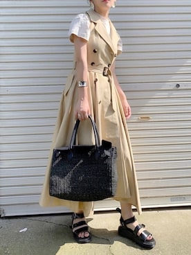 「My shawty（ﾏｲｼｬｳﾃｨｰ）のアイテム（ワンピース）」を使った、𝙔𝙐𝙆𝙄さん（レディース・163cm）の夏コーディネート