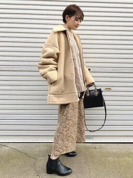 「TODAYFUL（トゥデイフル）のアイテム（その他アウター）」を使った、𝙔𝙐𝙆𝙄さん（レディース・162cm）の冬コーディネート