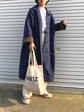 「UNIQLO（ユニクロ）のアイテム（ステンカラーコート）」を使った、𝙔𝙐𝙆𝙄さん（レディース・162cm）の春コーディネート