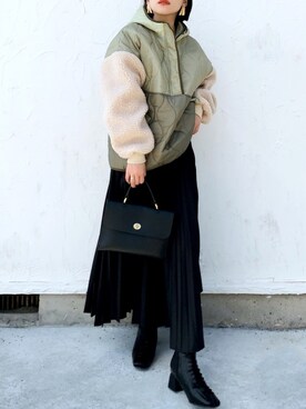 「Marient（マリエント）のアイテム（ダウンジャケット/コート）」を使った、𝙔𝙐𝙆𝙄さん（レディース・162cm）の秋コーディネート