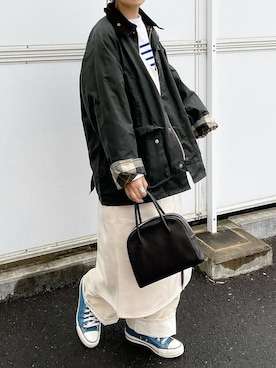 「バスクシャツ」｜「アイテム（ブルゾン）」を使った、𝙔𝙐𝙆𝙄さん（レディース・162cm）の冬コーディネート