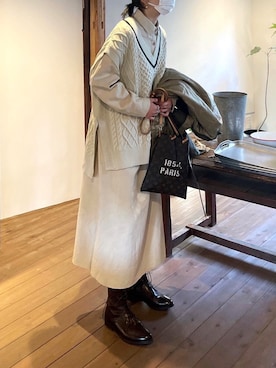 「WAIPER.inc（ワイパーインク）のアイテム（モッズコート）」を使った、𝙔𝙐𝙆𝙄さん（レディース・162cm）の冬コーディネート