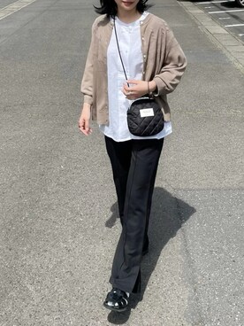 「RETRO GIRL（レトロガール）のセミフレアパンツ（その他パンツ）」を使った、𝙔𝙐𝙆𝙄さん（レディース・162cm）の春コーディネート
