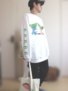 「PUNYUS（プニュズ）のアイテム（スウェット）」を使った、たーしさん（メンズ・169cm）の春コーディネート